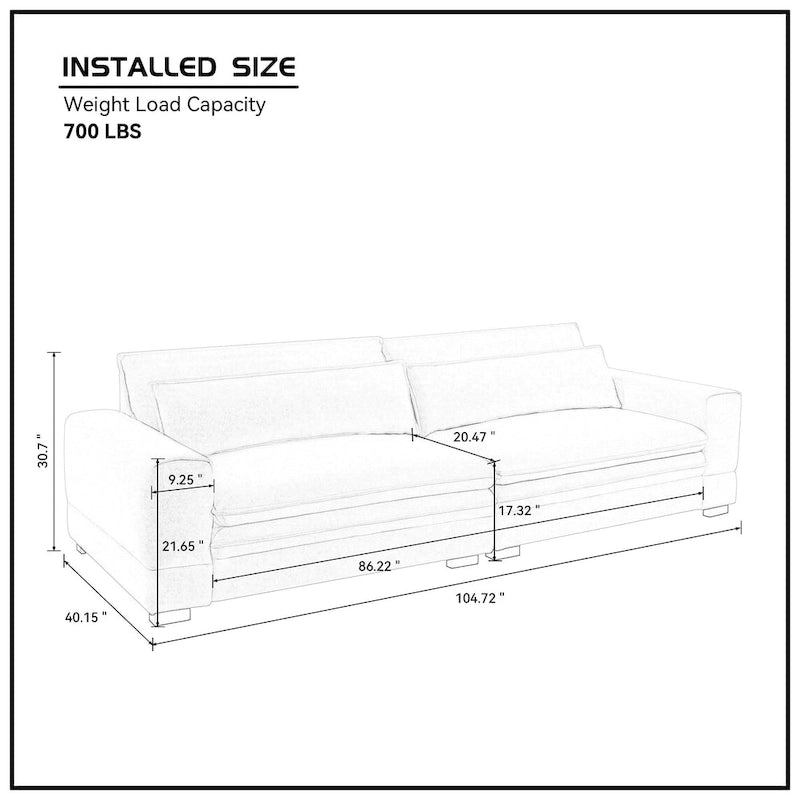 Sofá tapizado de estilo moderno de mediados de siglo con patas de madera maciza