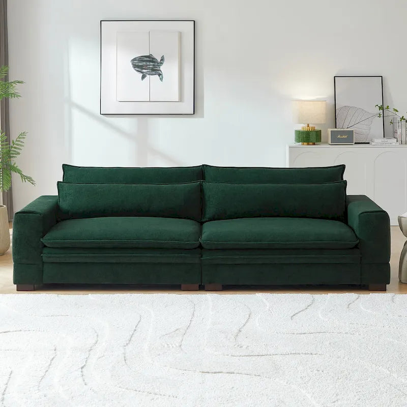 Canapé rembourré de style mid-century avec pieds en bois massif