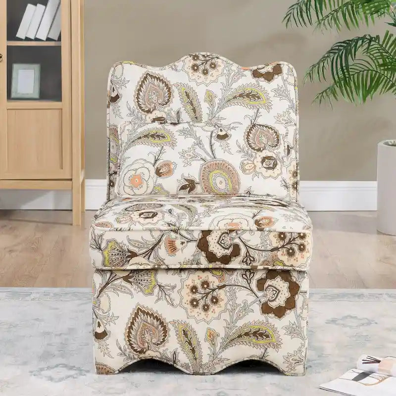 Silla de comedor tapizada sin brazos con cojín lumbar