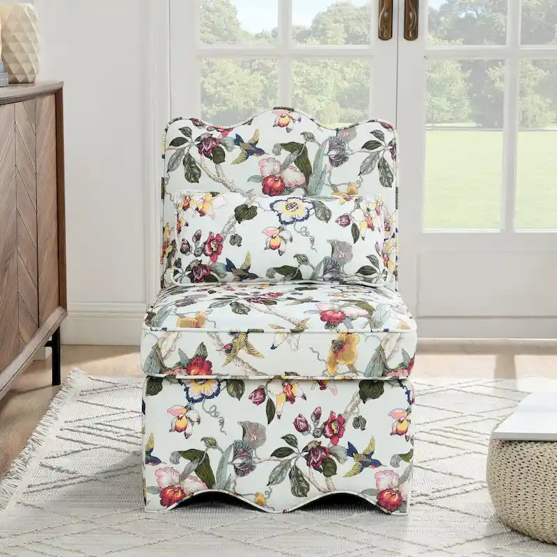 Silla de comedor tapizada sin brazos con cojín lumbar
