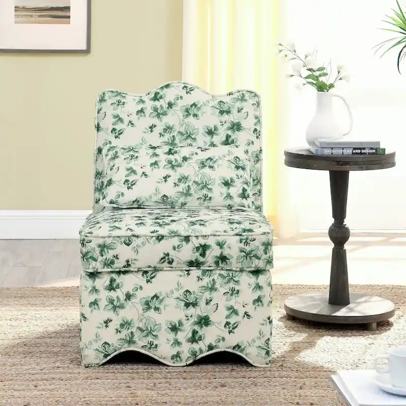Silla de comedor tapizada sin brazos con cojín lumbar