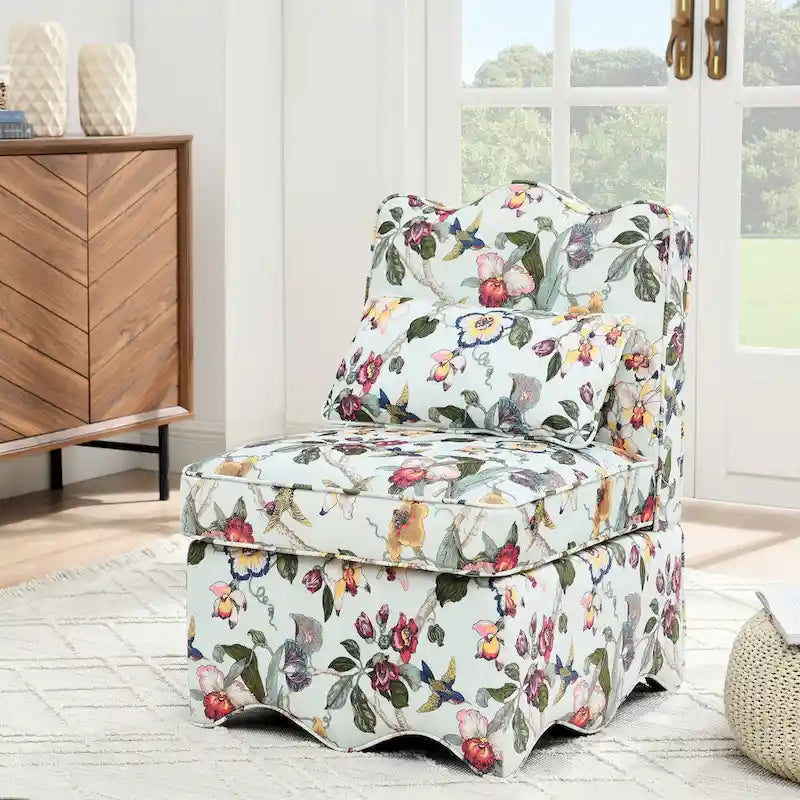 Silla de comedor tapizada sin brazos con cojín lumbar