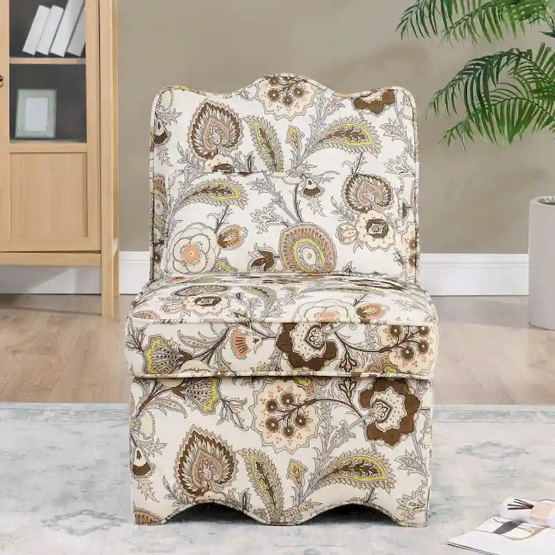 Silla de comedor tapizada sin brazos con cojín lumbar