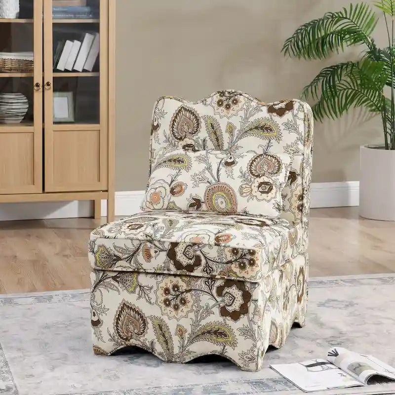 Silla de comedor tapizada sin brazos con cojín lumbar