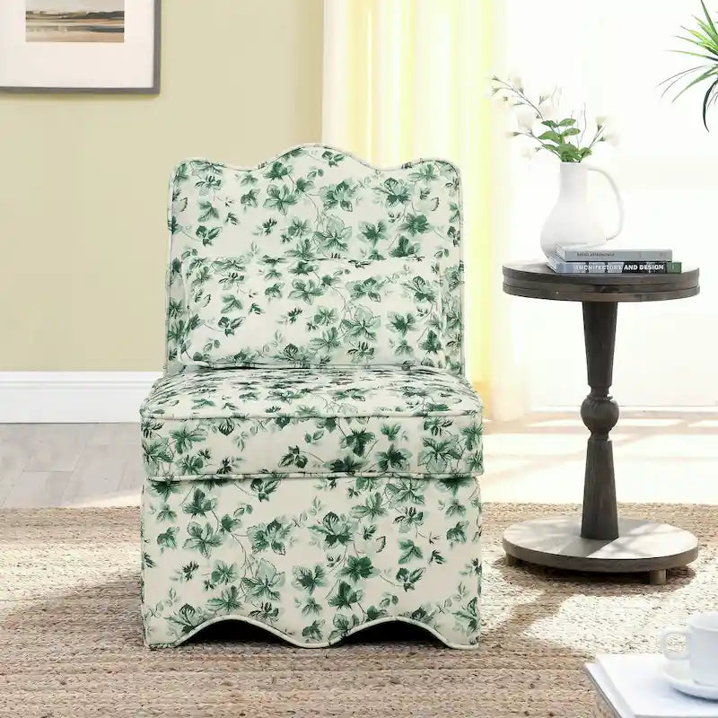 Silla de comedor tapizada sin brazos con cojín lumbar