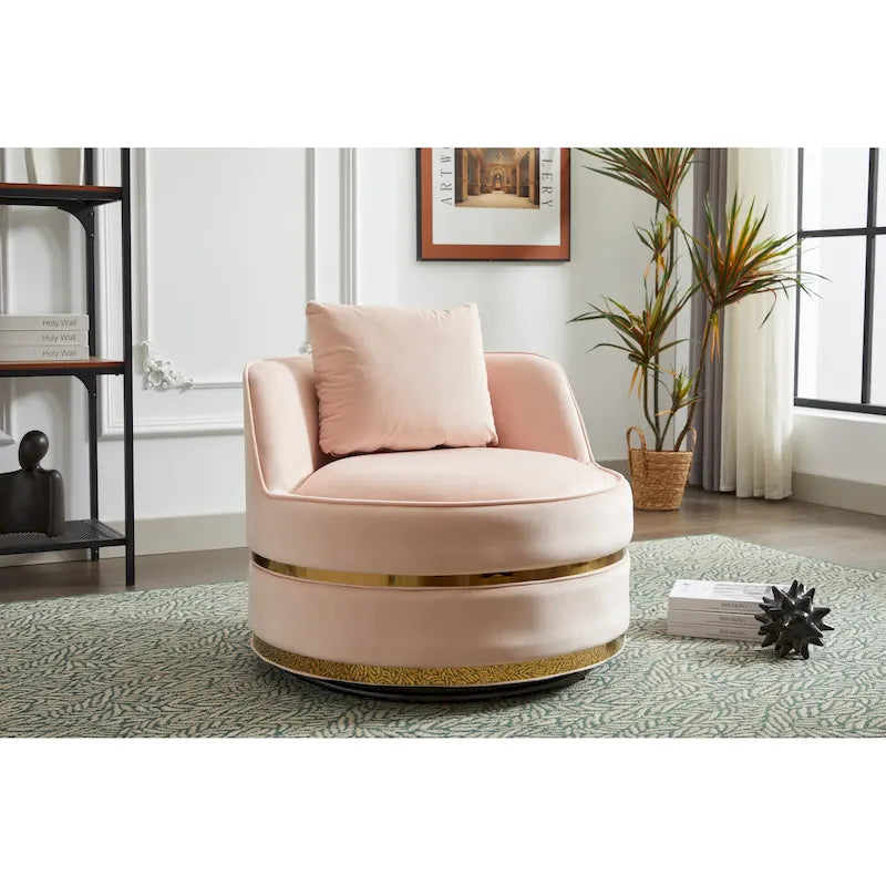 Sillón tipo barril de terciopelo con giro de 360°