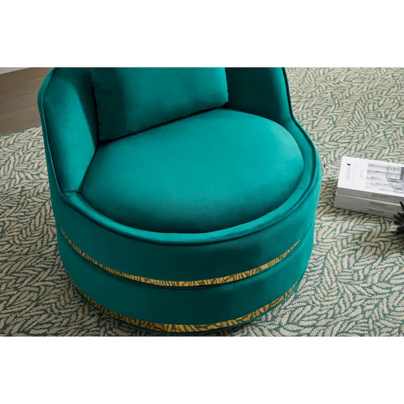 Samt-Sessel in Fassform mit 360°-Drehfunktion
