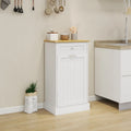 White Tilt-Out Trash Cabinet with Drawer