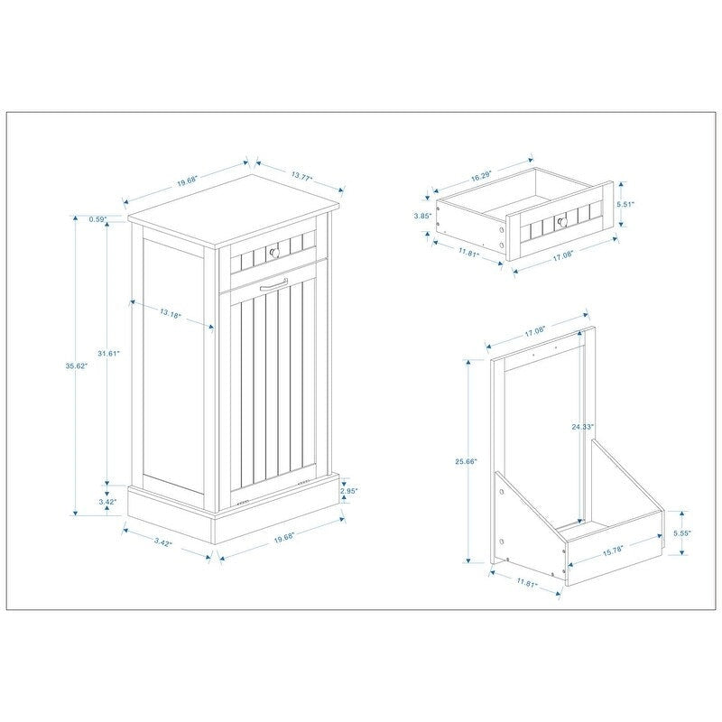 White Tilt-Out Trash Cabinet with Drawer