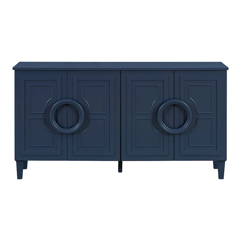 Mueble de almacenamiento con 4 puertas, estantes ajustables y tiradores de anillo