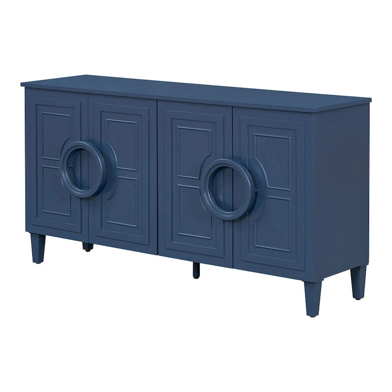 Mueble de almacenamiento con 4 puertas, estantes ajustables y tiradores de anillo
