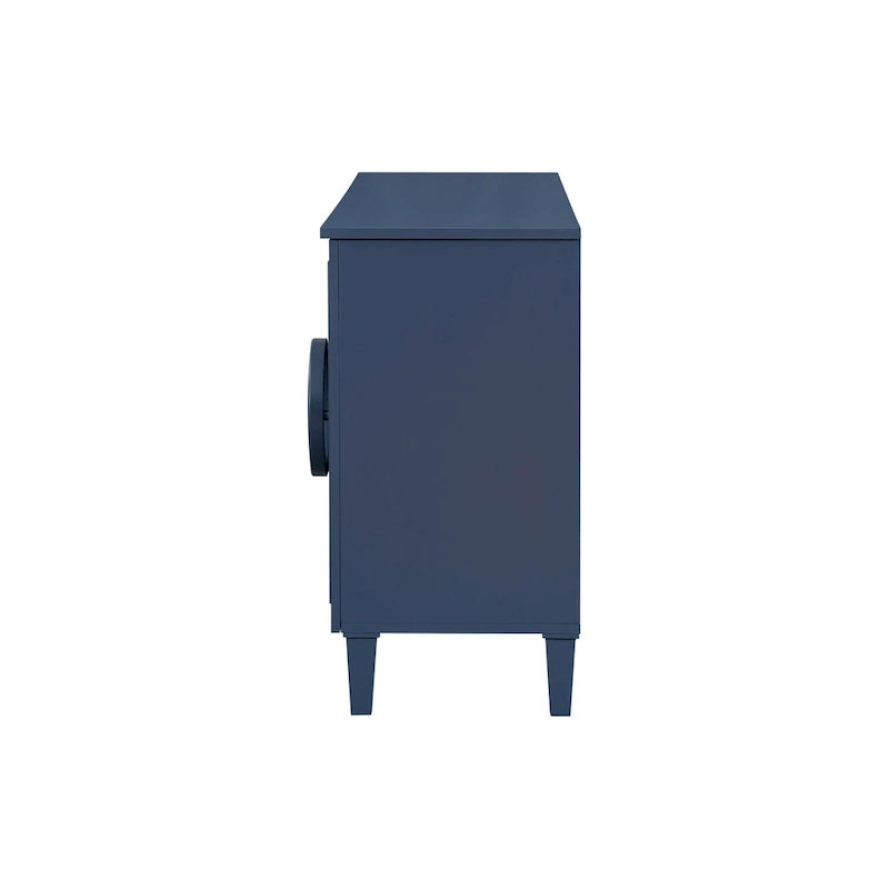 Mueble de almacenamiento con 4 puertas, estantes ajustables y tiradores de anillo