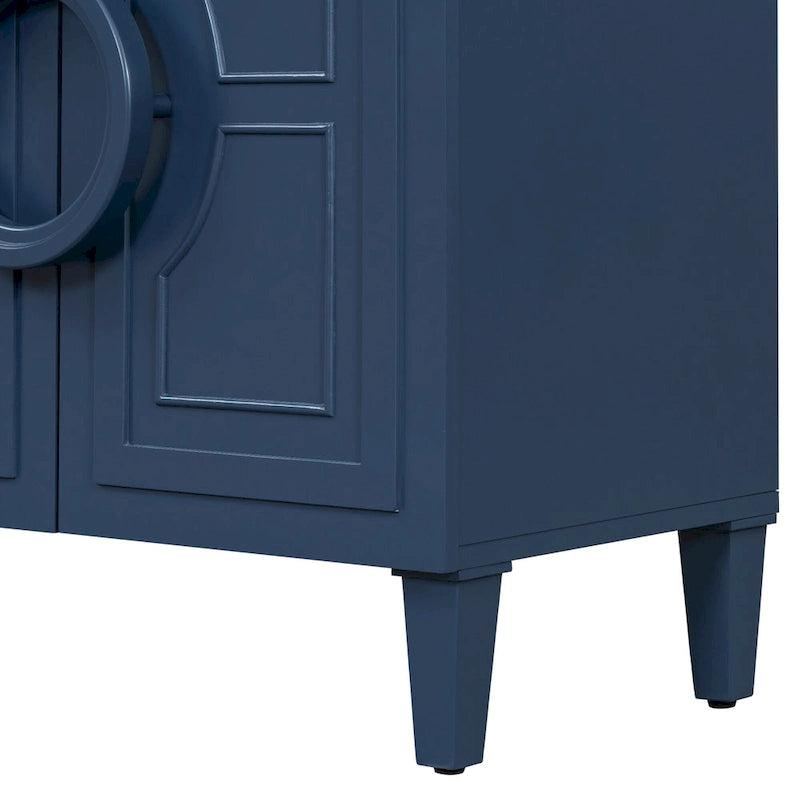 Mueble de almacenamiento con 4 puertas, estantes ajustables y tiradores de anillo