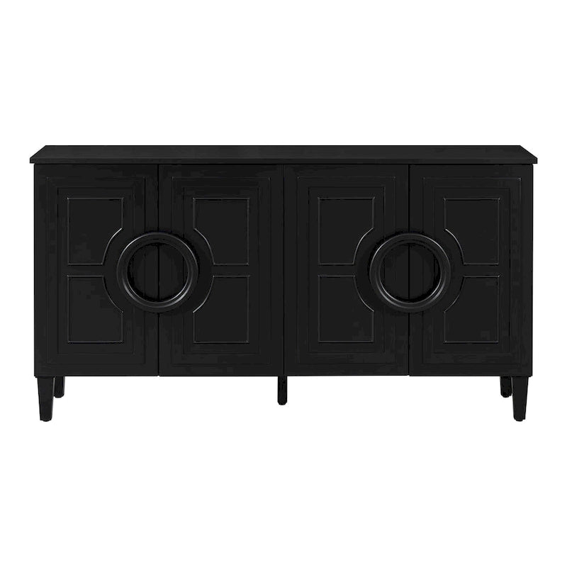 Mueble de almacenamiento con 4 puertas, estantes ajustables y tiradores de anillo
