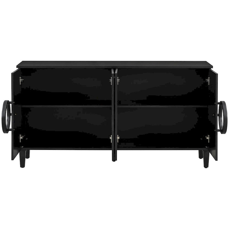Mueble de almacenamiento con 4 puertas, estantes ajustables y tiradores de anillo