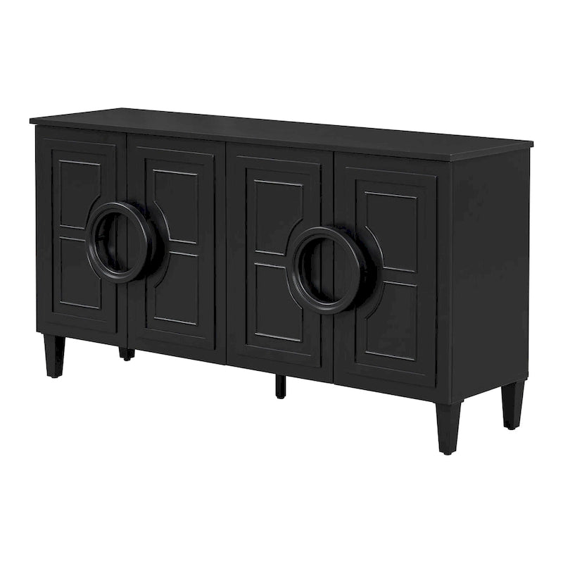 Mueble de almacenamiento con 4 puertas, estantes ajustables y tiradores de anillo