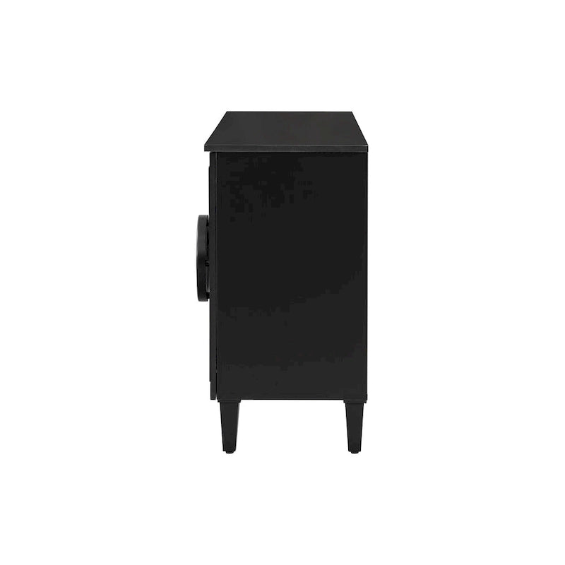 Mueble de almacenamiento con 4 puertas, estantes ajustables y tiradores de anillo