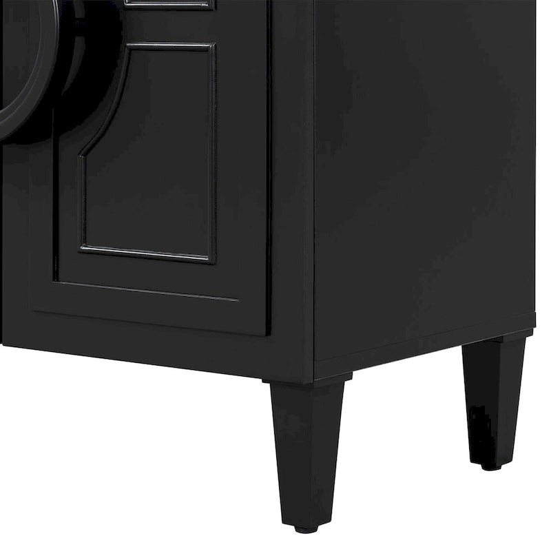 Mueble de almacenamiento con 4 puertas, estantes ajustables y tiradores de anillo