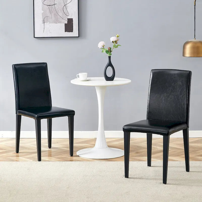 PU Leather High-Back Dining Chairs, Set of 2
