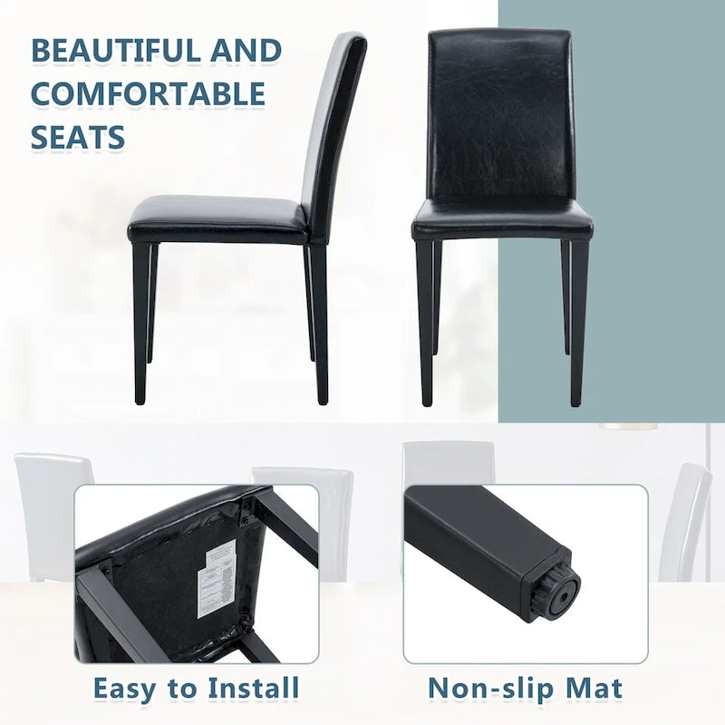 PU Leather High-Back Dining Chairs, Set of 2