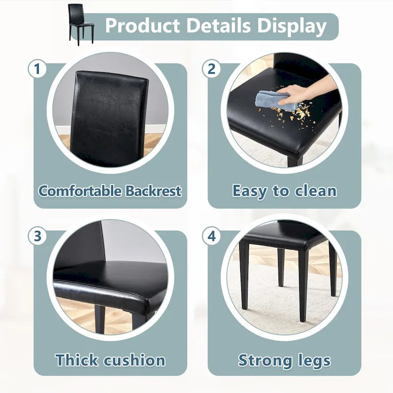 PU Leather High-Back Dining Chairs, Set of 2