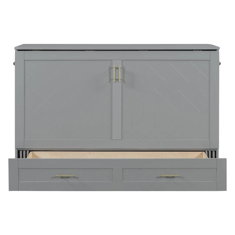 Cama armario plegable tamaño Queen con cajón y puertos USB