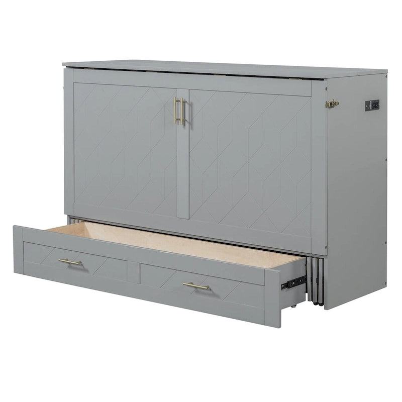 Cama armario plegable tamaño Queen con cajón y puertos USB
