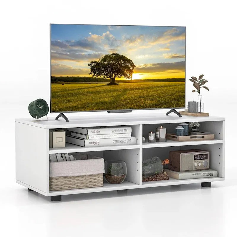 Mueble para TV con 4 compartimentos y estantes ajustables