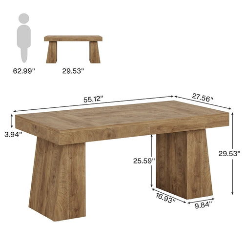 139,7 cm brauner Chefschreibtisch mit Metallgestell