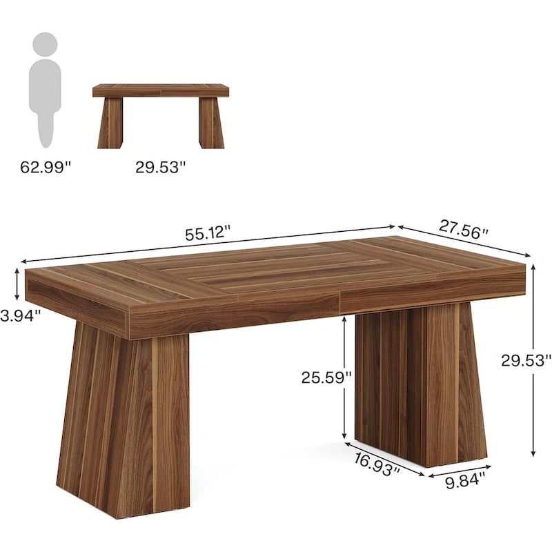 139,7 cm brauner Chefschreibtisch mit Metallgestell