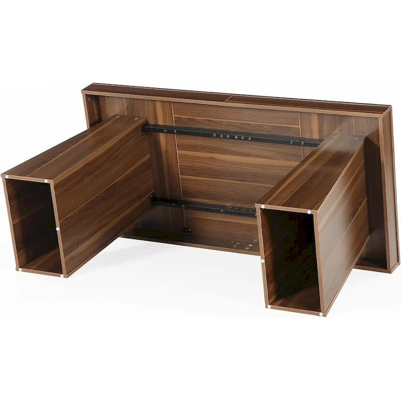 139,7 cm brauner Chefschreibtisch mit Metallgestell