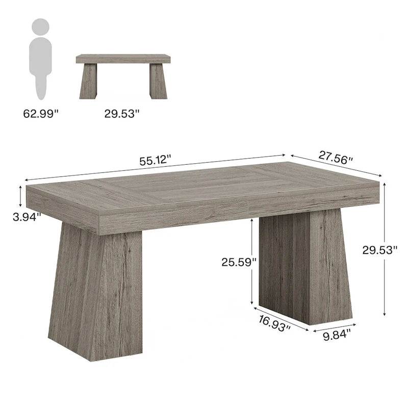 139,7 cm brauner Chefschreibtisch mit Metallgestell