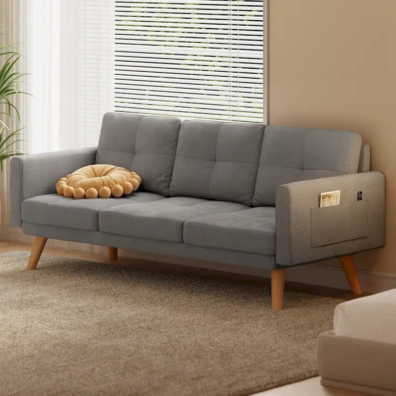 Canapé en tissu de 67 pouces avec accoudoirs moelleux et 3 coussins