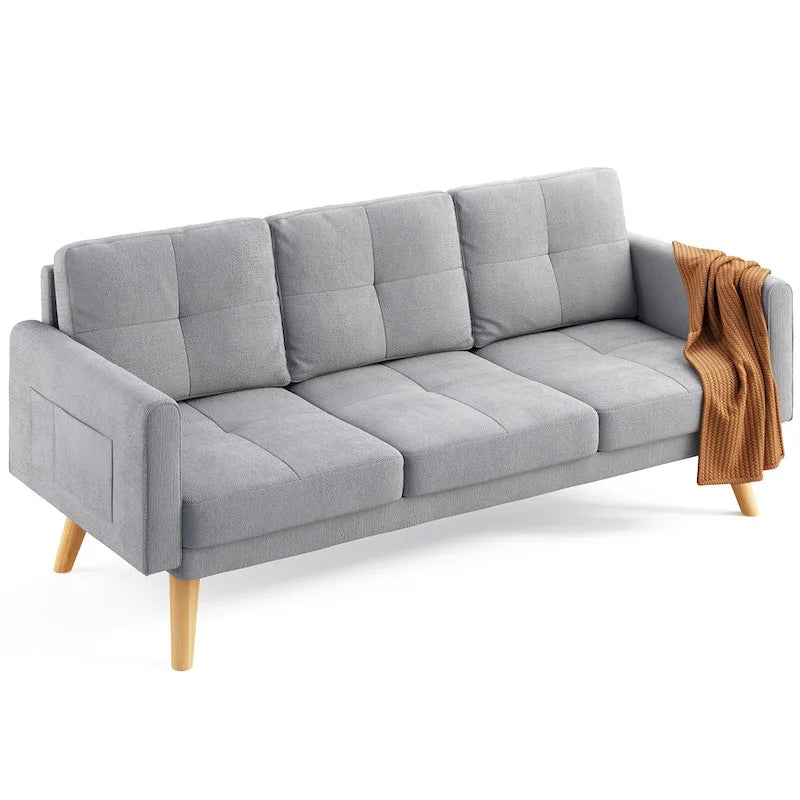 Canapé en tissu de 67 pouces avec accoudoirs moelleux et 3 coussins