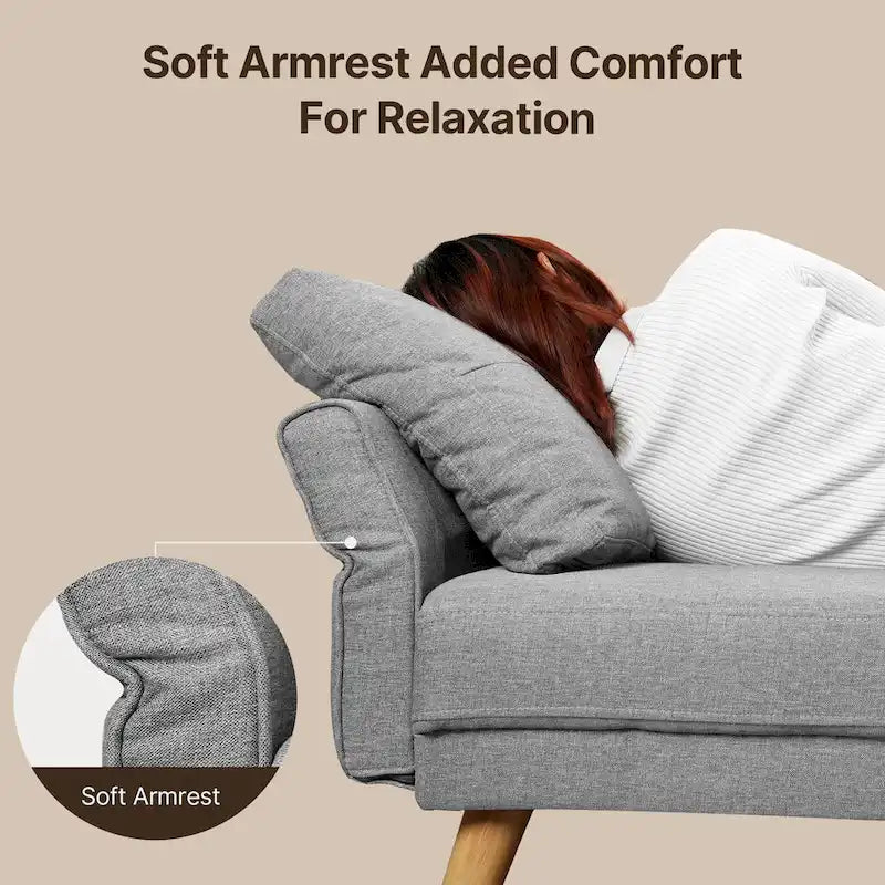 Canapé en tissu de 67 pouces avec accoudoirs moelleux et 3 coussins