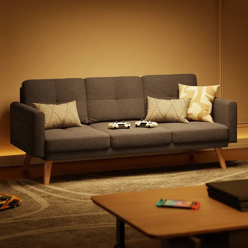 Canapé en tissu de 67 pouces avec accoudoirs moelleux et 3 coussins
