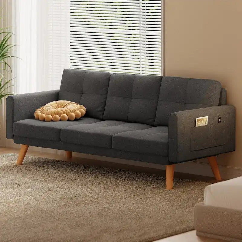 Canapé en tissu de 67 pouces avec accoudoirs moelleux et 3 coussins