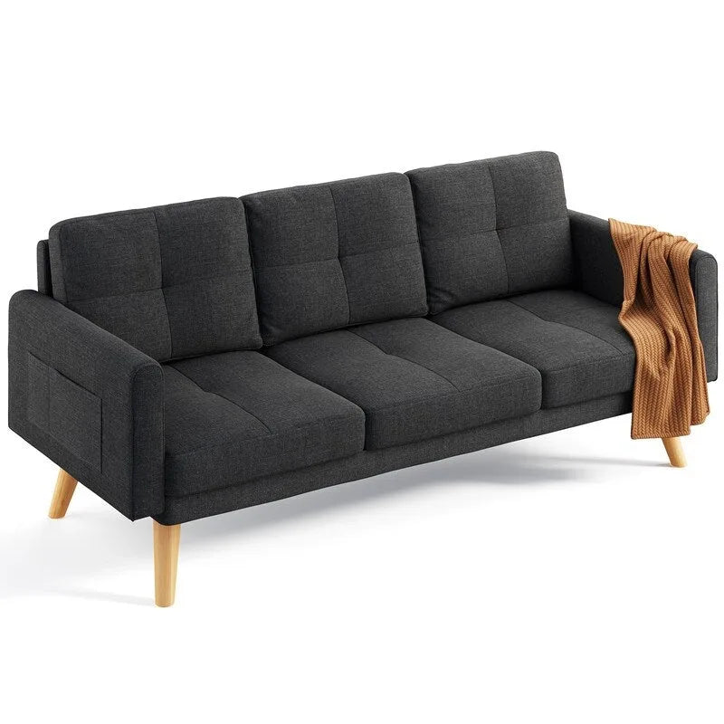 Canapé en tissu de 67 pouces avec accoudoirs moelleux et 3 coussins