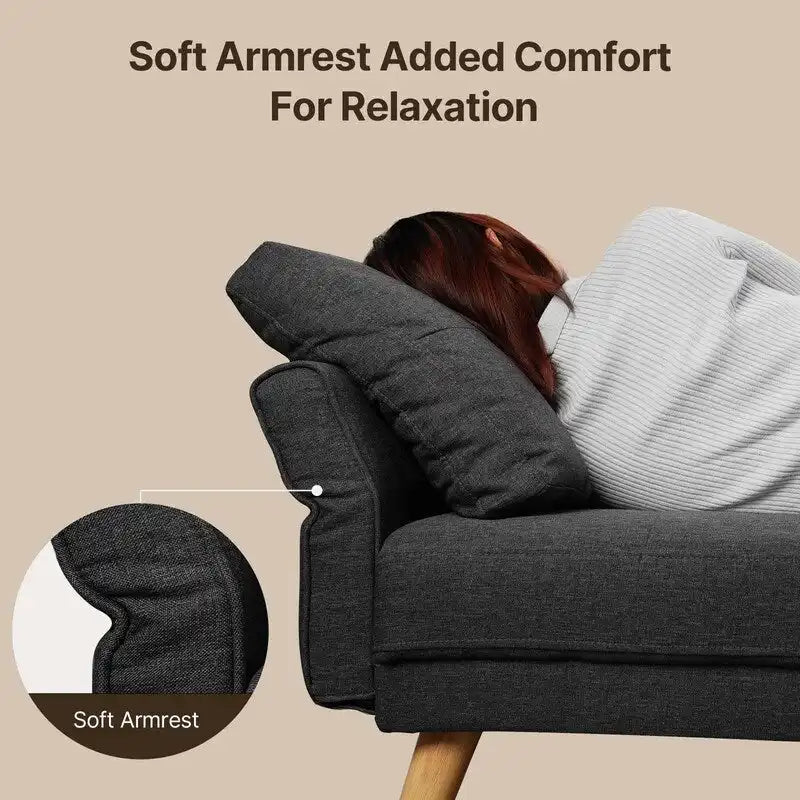 Canapé en tissu de 67 pouces avec accoudoirs moelleux et 3 coussins