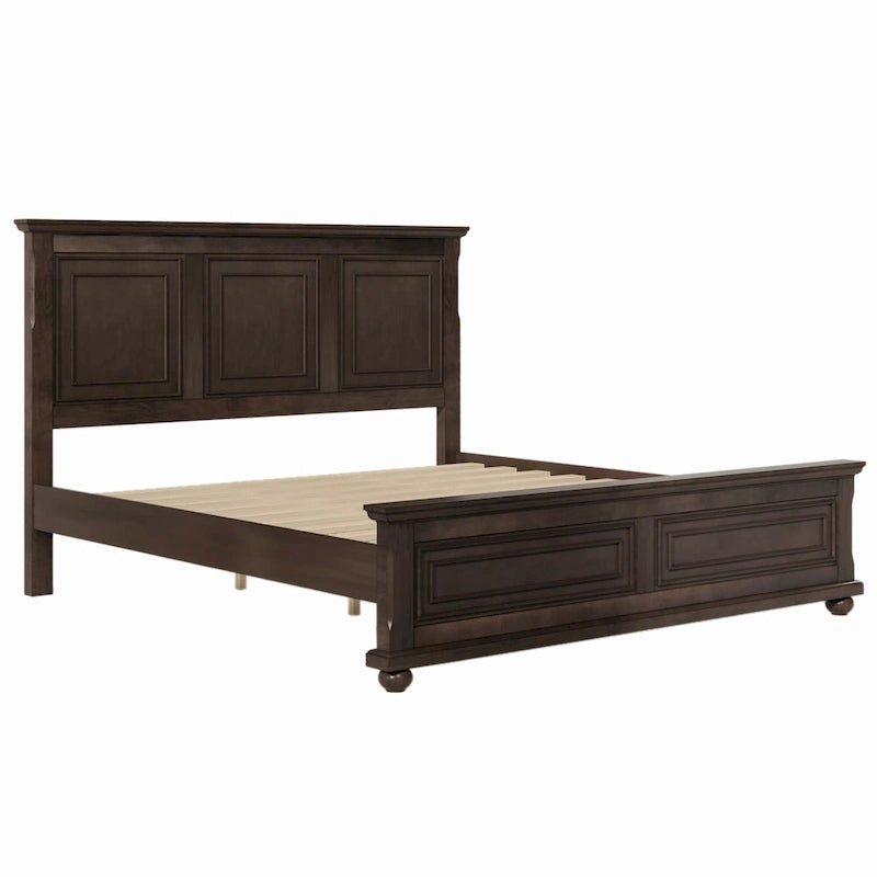 Cama de plataforma tamaño King de madera de pino marrón