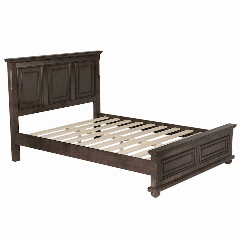 Braunes Plattformbett aus Kiefernholz in King-Size