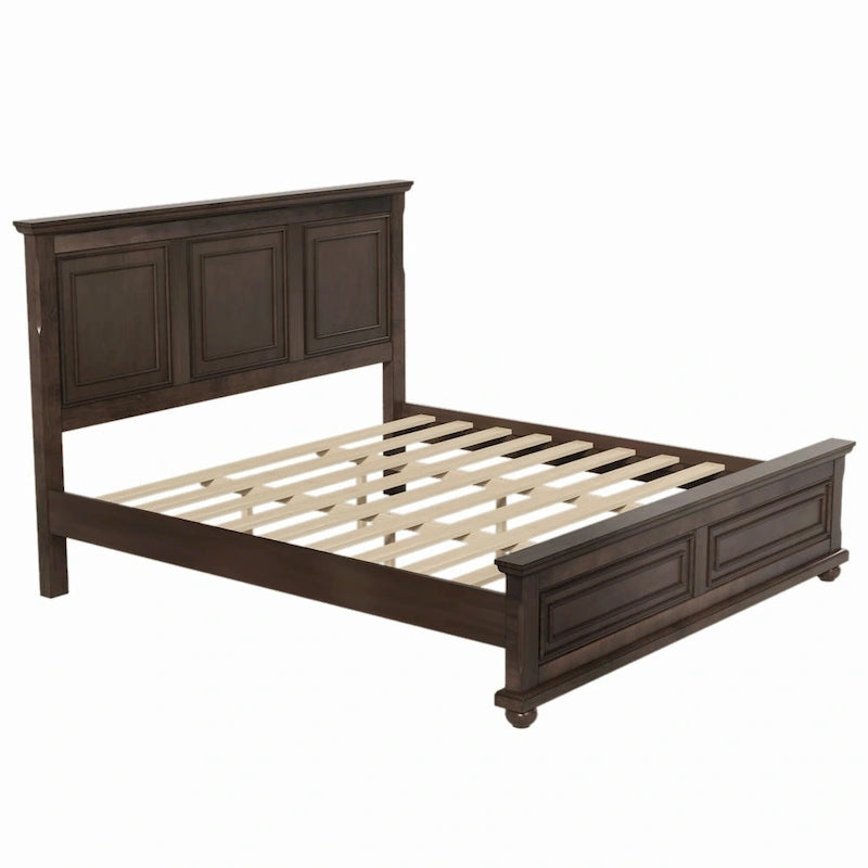 Braunes Plattformbett aus Kiefernholz in King-Size