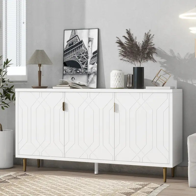 Mueble para TV de 65 pulgadas con 3 puertas y estantes ajustables