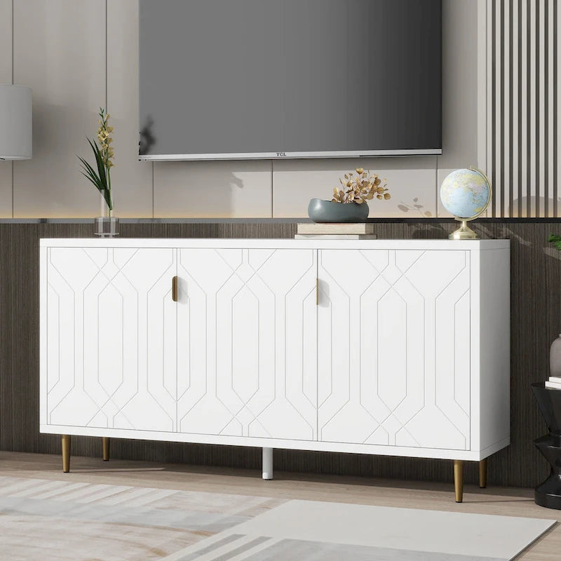 Mueble para TV de 65 pulgadas con 3 puertas y estantes ajustables