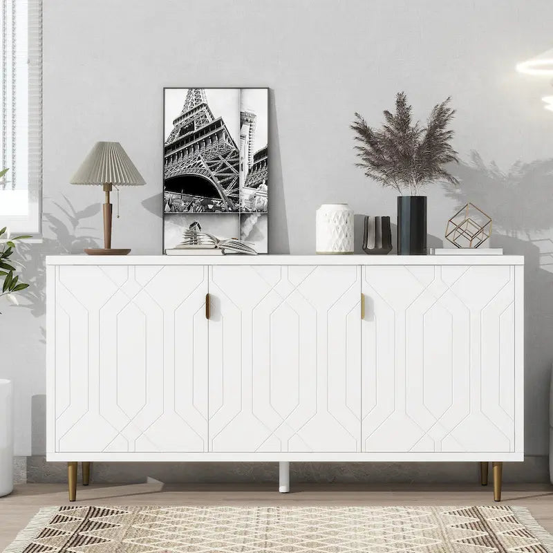 Mueble para TV de 65 pulgadas con 3 puertas y estantes ajustables