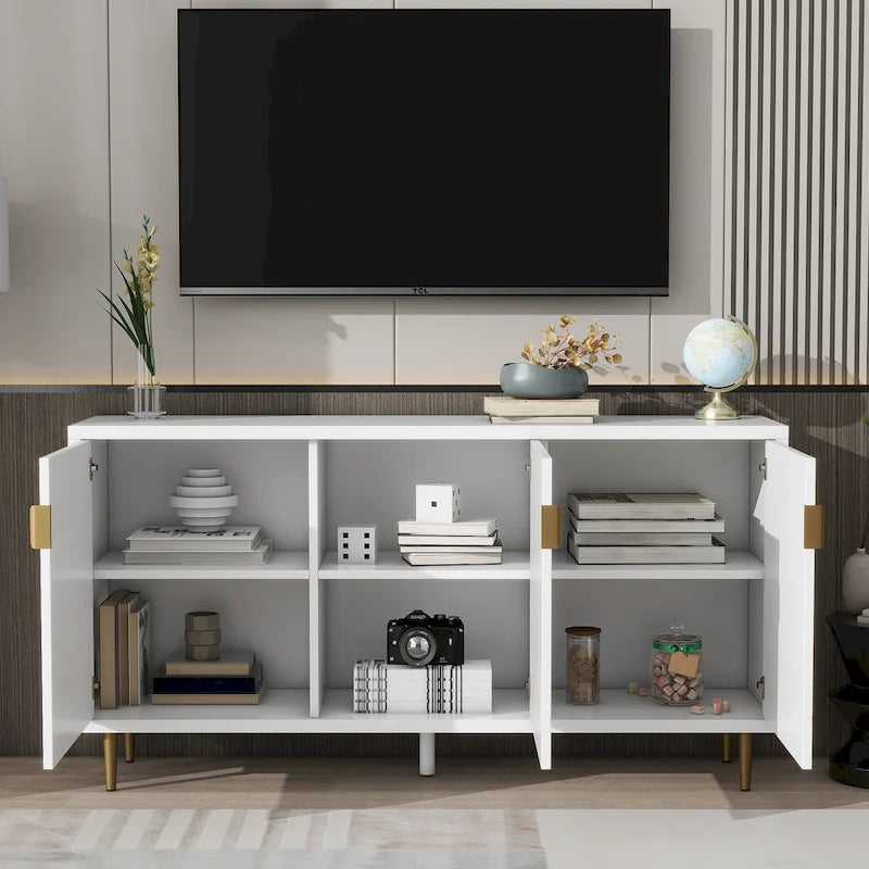 Mueble para TV de 65 pulgadas con 3 puertas y estantes ajustables