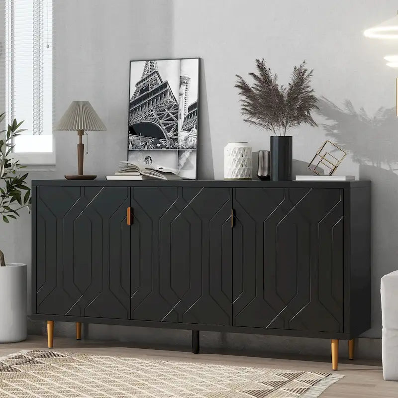 Mueble para TV de 65 pulgadas con 3 puertas y estantes ajustables