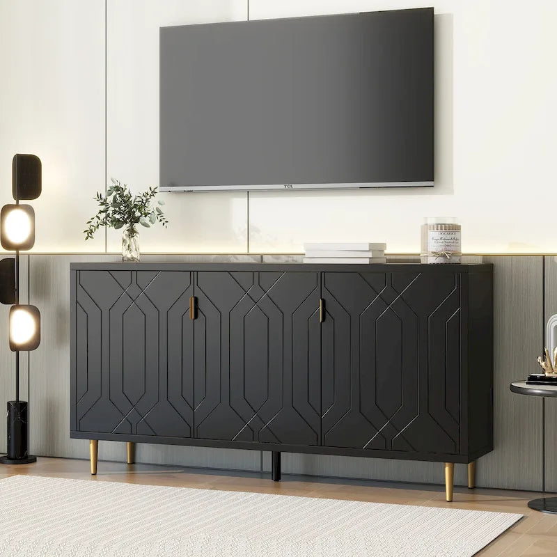 Mueble para TV de 65 pulgadas con 3 puertas y estantes ajustables