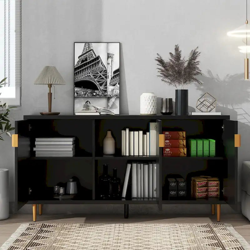 Mueble para TV de 65 pulgadas con 3 puertas y estantes ajustables