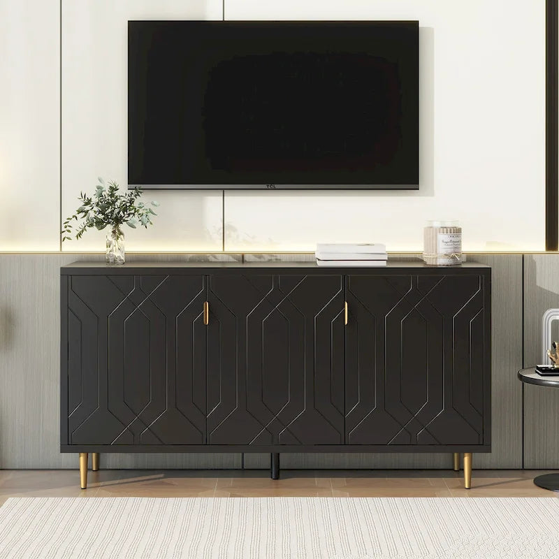 Mueble para TV de 65 pulgadas con 3 puertas y estantes ajustables